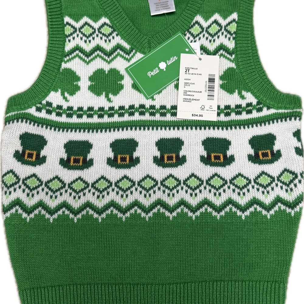 NWT Gymboree Irish St. Patrick’s Day Sweater Vest 2T